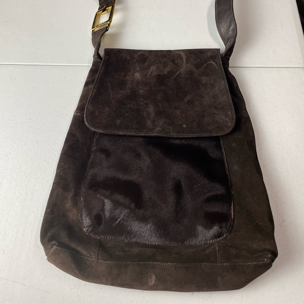 Vintage Sharif Brown Suede Purse Handbag Boho Style